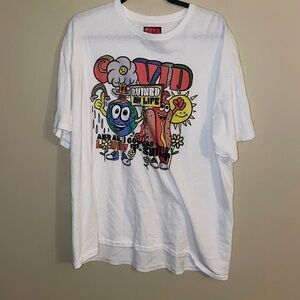 White Graphic COVID Ruined My Life Crewneck T-shirt Unisex  2XL